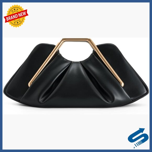 Small Vegan Leather Clutch with Gold Hardware Fits Large Phones